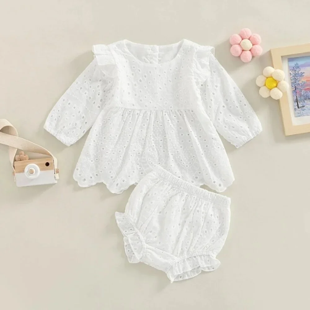 Baby Girls Eyelet Floral Tunic & Bloomers Outfit Set